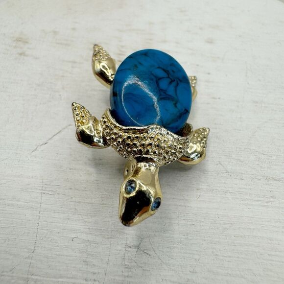 Gerry’s Vtg Faux Turquoise Shell Turtle Brooch Kitsch Small Southwest Animal - Picture 5 of 6